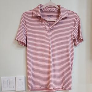 Tommy Bahama Pink and White Striped Polo Shirt
